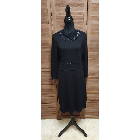 Louie Lucie XL Midi Fit and Flare Office Retro 3/4 Sleeve Polkadot Collar Dress - Picture 1 of 7